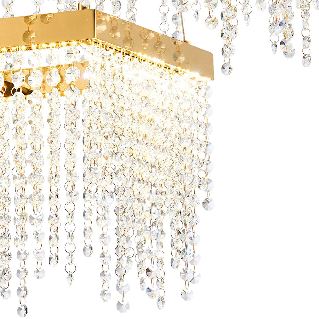 Diyas IL32874 Bano Square 2 Tier Dimmable Pendant 47W LED French Gold / Crystal Chain