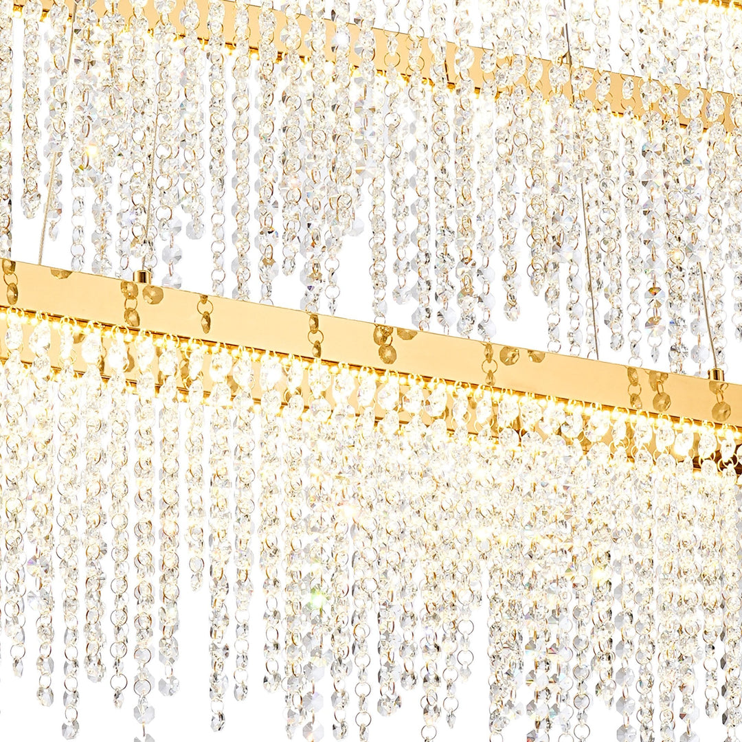 Diyas IL32876 Bano Rectangular 2 Tier Dimmable Pendant 65W LED French Gold / Crystal Chain