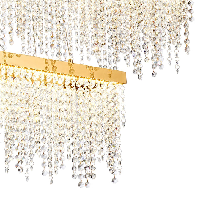 Diyas IL32876 Bano Rectangular 2 Tier Dimmable Pendant 65W LED French Gold / Crystal Chain