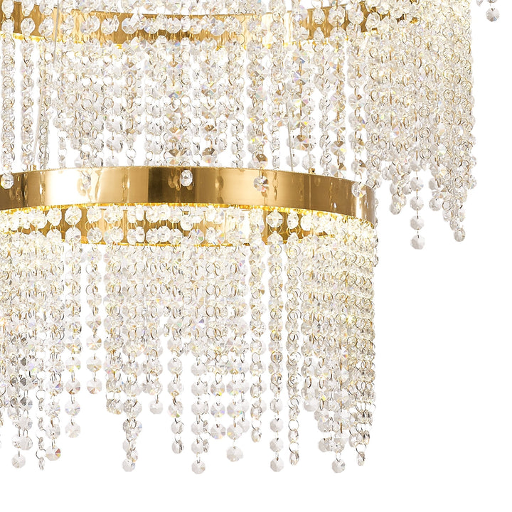 Diyas IL32916 Bano Round 3 Tier Dimmable Pendant 90W LED French Gold / Crystal Chain