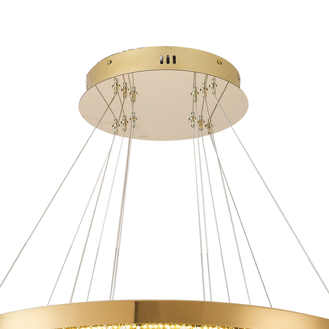 Diyas IL32916 Bano Round 3 Tier Dimmable Pendant 90W LED French Gold / Crystal Chain