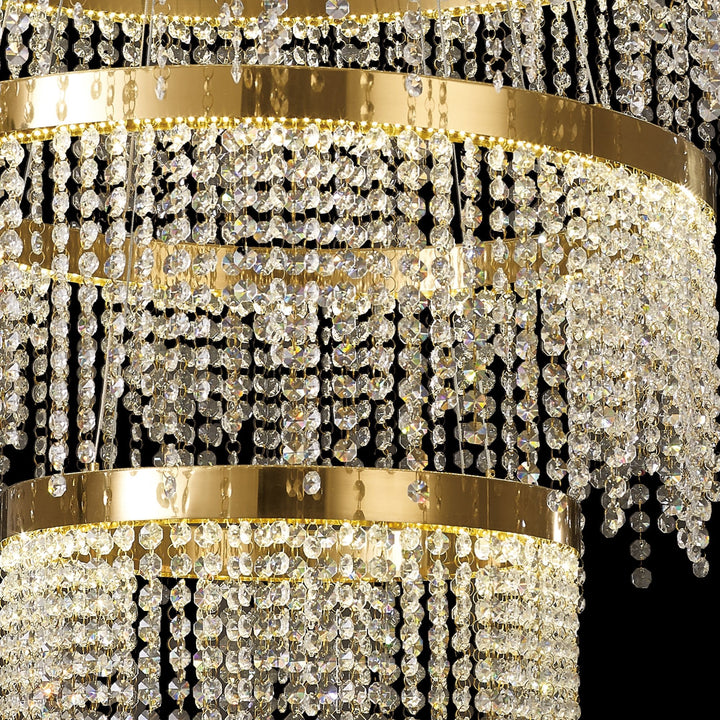 Diyas IL32916 Bano Round 3 Tier Dimmable Pendant 90W LED French Gold / Crystal Chain