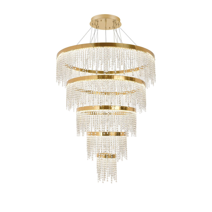 Diyas IL32917 Bano Round 5 Tier Dimmable Pendant 150W LED French Gold / Crystal Chain