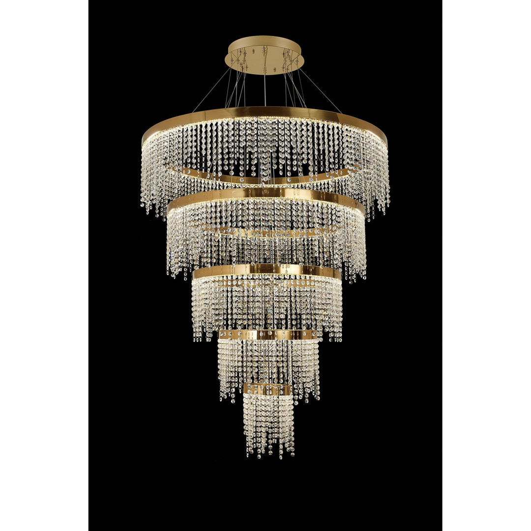 Diyas IL32917 Bano Round 5 Tier Dimmable Pendant 150W LED French Gold / Crystal Chain