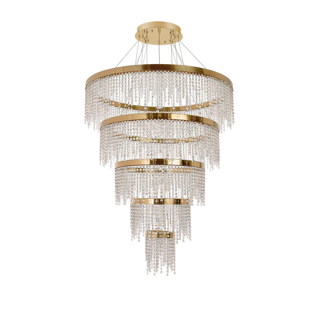 Diyas IL32917 Bano Round 5 Tier Dimmable Pendant 150W LED French Gold / Crystal Chain