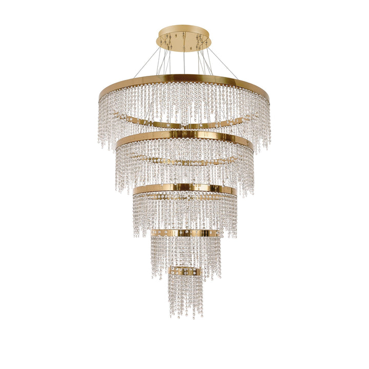 Diyas IL32917 Bano Round 5 Tier Dimmable Pendant 150W LED French Gold / Crystal Chain