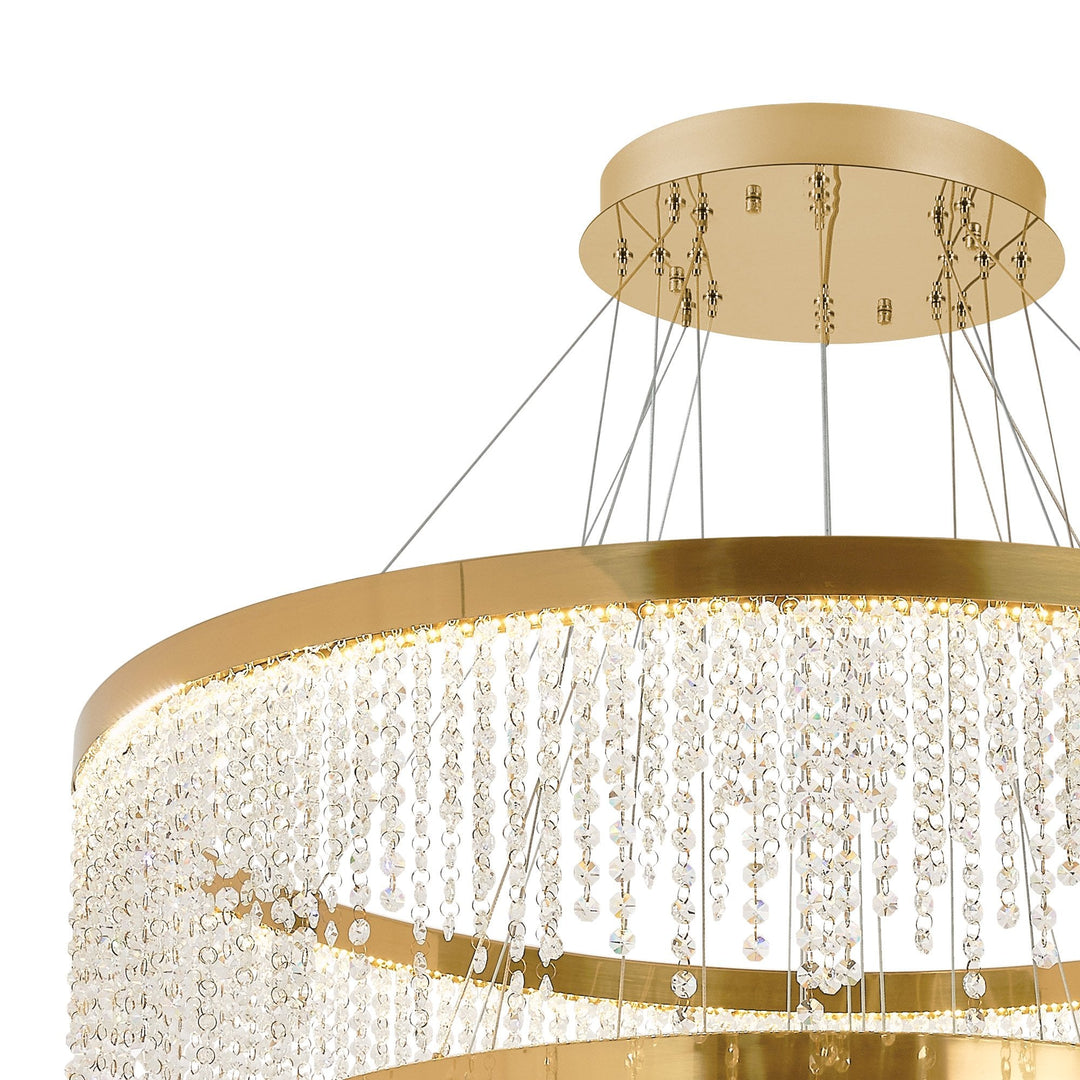 Diyas IL32917 Bano Round 5 Tier Dimmable Pendant 150W LED French Gold / Crystal Chain