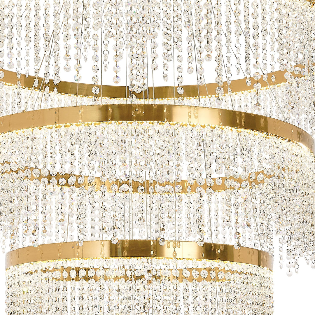 Diyas IL32917 Bano Round 5 Tier Dimmable Pendant 150W LED French Gold / Crystal Chain