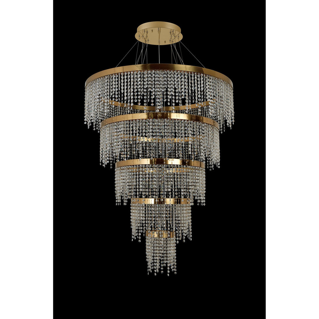 Diyas IL32917 Bano Round 5 Tier Dimmable Pendant 150W LED French Gold / Crystal Chain