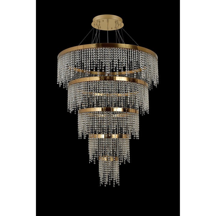 Diyas IL32917 Bano Round 5 Tier Dimmable Pendant 150W LED French Gold / Crystal Chain