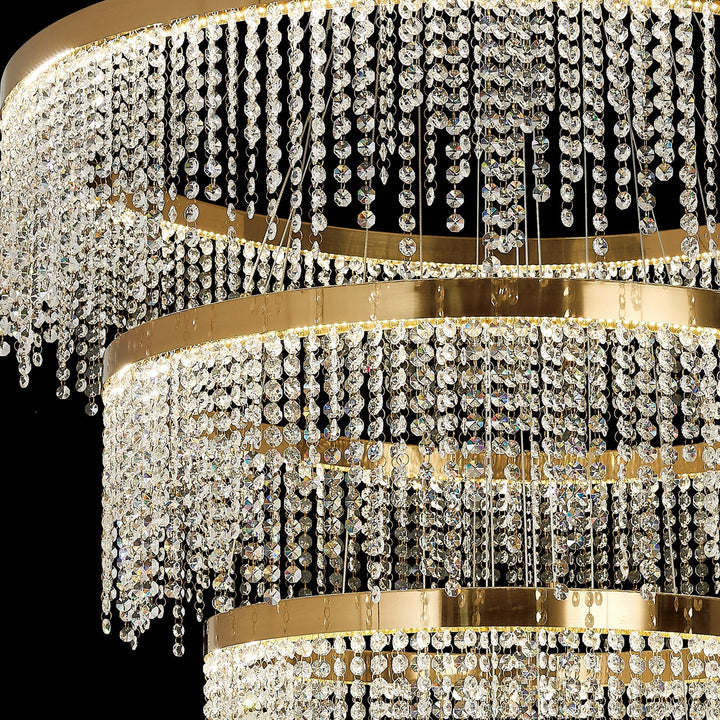 Diyas IL32917 Bano Round 5 Tier Dimmable Pendant 150W LED French Gold / Crystal Chain