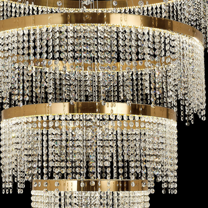 Diyas IL32917 Bano Round 5 Tier Dimmable Pendant 150W LED French Gold / Crystal Chain