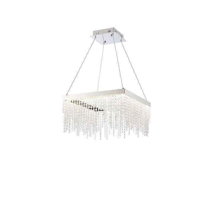 Diyas IL32862 Bano Square Dimmable Pendant 29W LED Polished Chrome / Crystal Chain