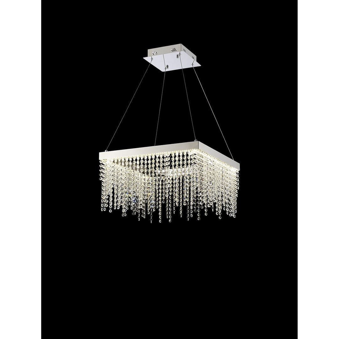 Diyas IL32862 Bano Square Dimmable Pendant 29W LED Polished Chrome / Crystal Chain