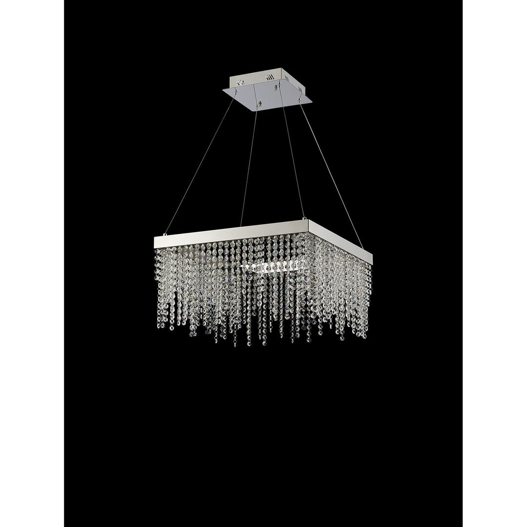 Diyas IL32862 Bano Square Dimmable Pendant 29W LED Polished Chrome / Crystal Chain