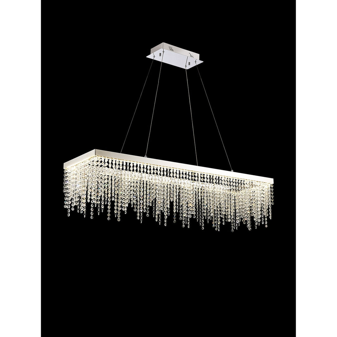 Diyas IL32864 Bano Rectangular Dimmable Pendant 40W LED Polished Chrome / Crystal Chain