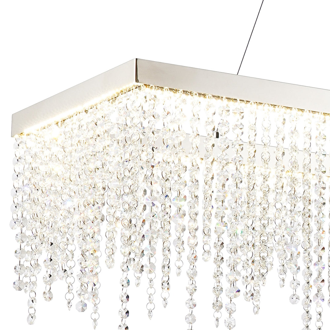 Diyas IL32864 Bano Rectangular Dimmable Pendant 40W LED Polished Chrome / Crystal Chain