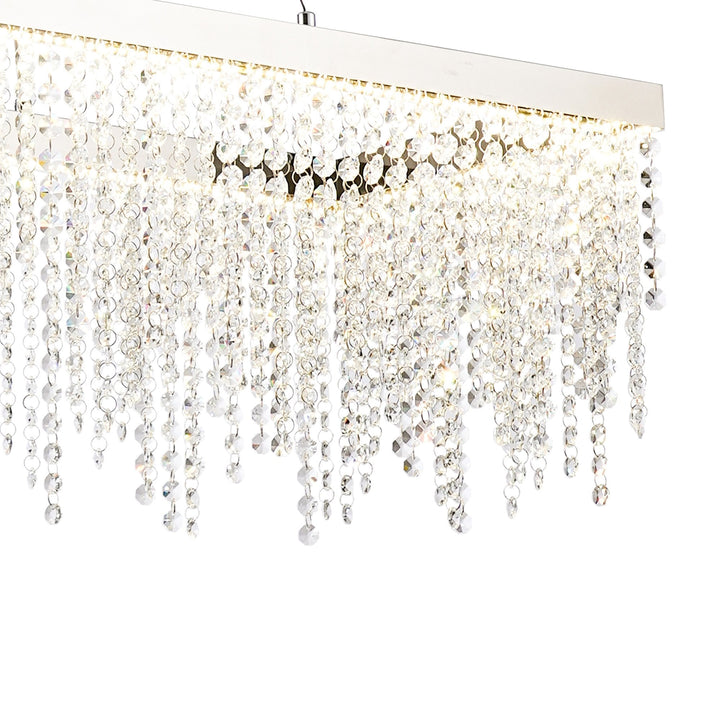 Diyas IL32864 Bano Rectangular Dimmable Pendant 40W LED Polished Chrome / Crystal Chain