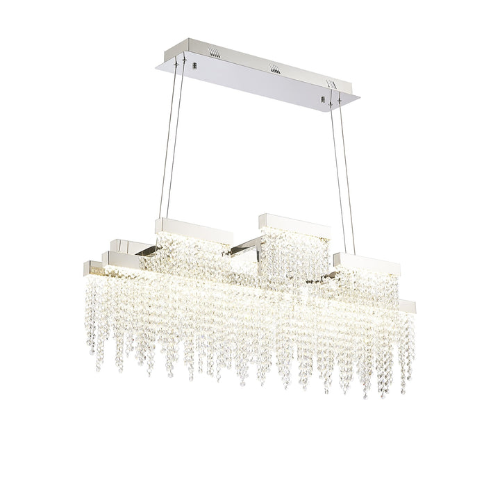 Diyas IL32867 Bano Linear 3 Light Dimmable Pendant 46W LED Polished Chrome / Crystal Chain