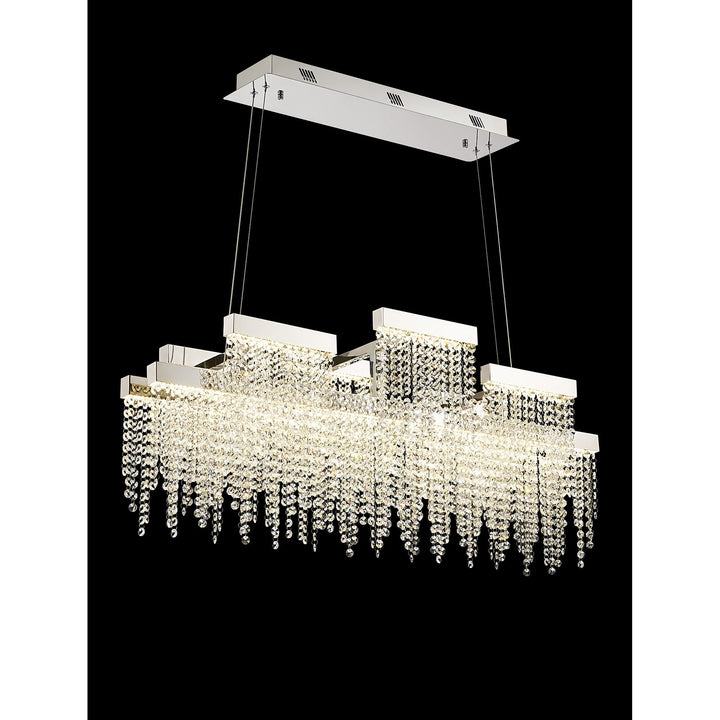 Diyas IL32867 Bano Linear 3 Light Dimmable Pendant 46W LED Polished Chrome / Crystal Chain