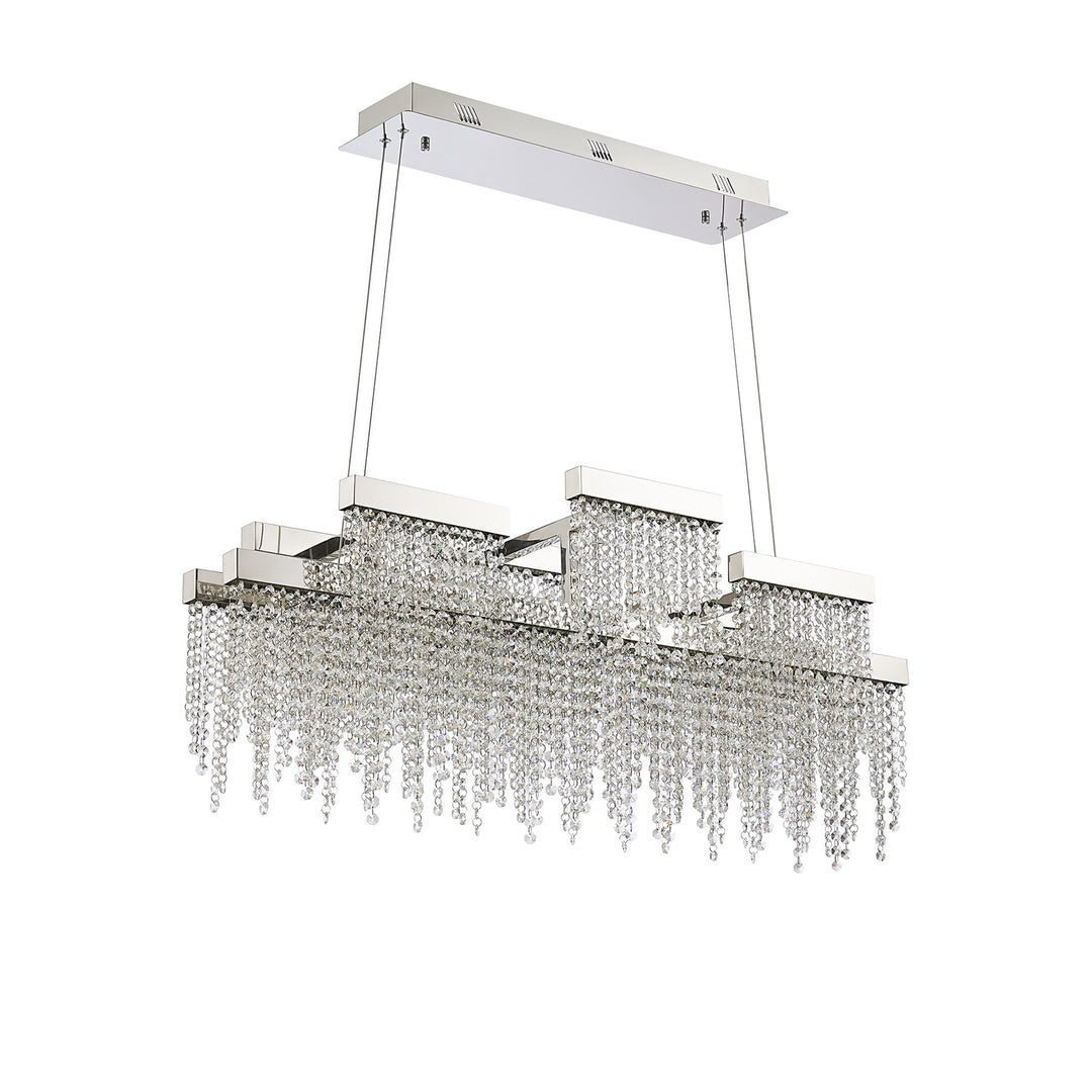 Diyas IL32867 Bano Linear 3 Light Dimmable Pendant 46W LED Polished Chrome / Crystal Chain