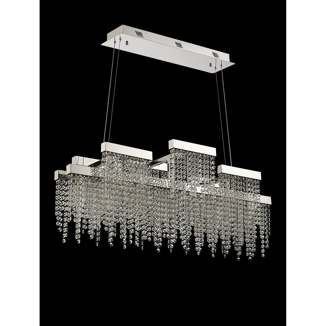 Diyas IL32867 Bano Linear 3 Light Dimmable Pendant 46W LED Polished Chrome / Crystal Chain