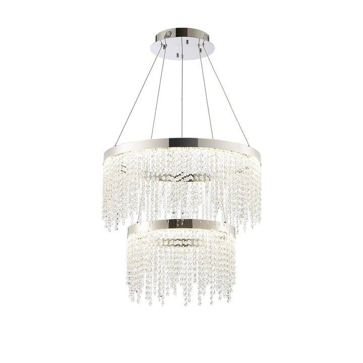 Diyas IL32861 Bano Round 2 Tier Dimmable Pendant 47W LED Polished Chrome / Crystal Chain