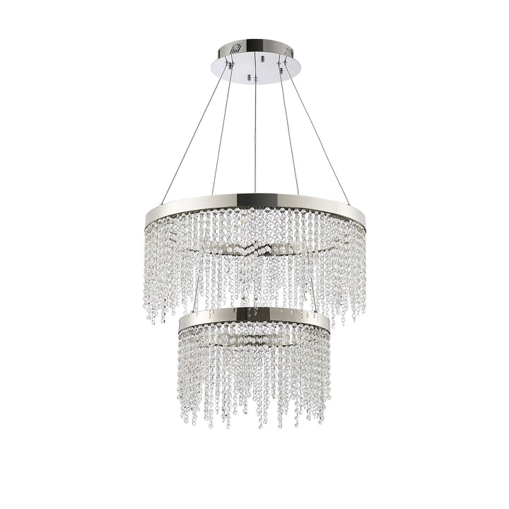 Diyas IL32861 Bano Round 2 Tier Dimmable Pendant 47W LED Polished Chrome / Crystal Chain