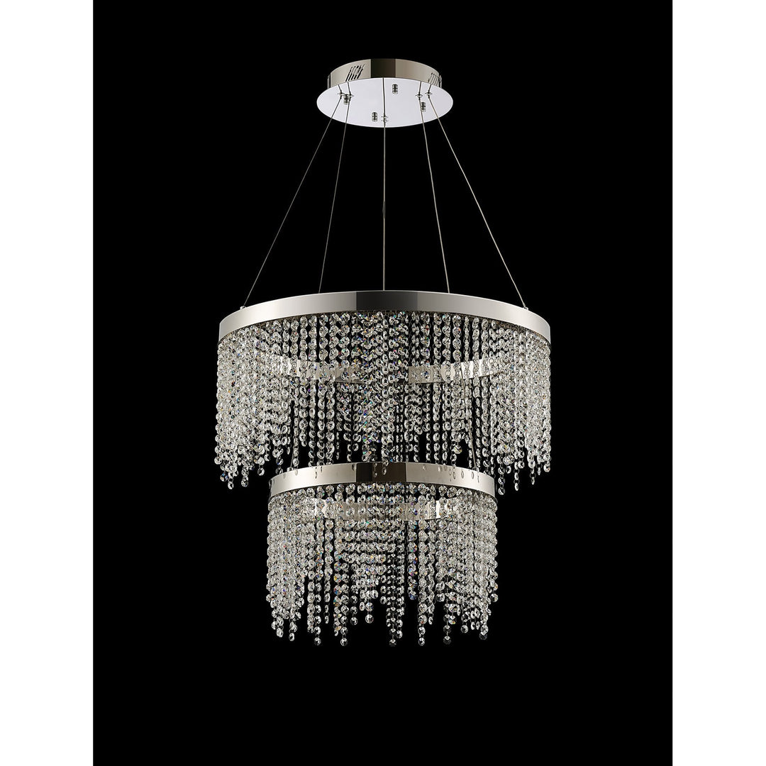 Diyas IL32861 Bano Round 2 Tier Dimmable Pendant 47W LED Polished Chrome / Crystal Chain