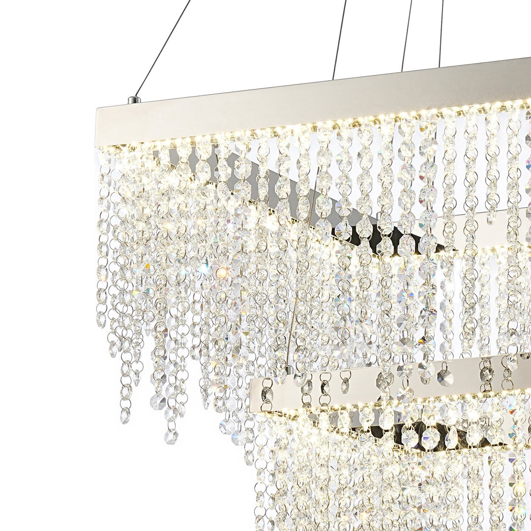 Diyas IL32863 Bano Square 2 Tier Dimmable Pendant 47W LED Polished Chrome / Crystal Chain