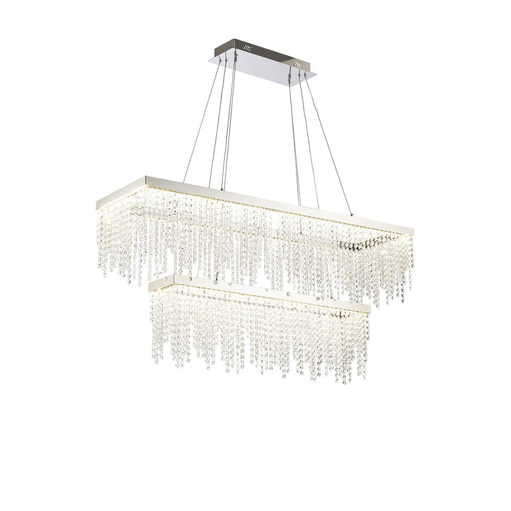 Diyas IL32865 Bano Rectangular 2 Tier Dimmable Pendant 65W LED Polished Chrome / Crystal Chain