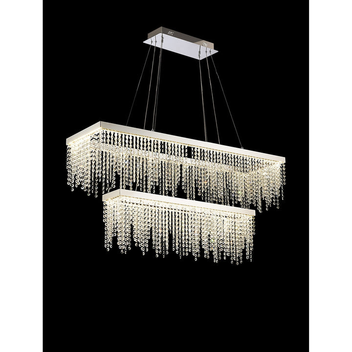 Diyas IL32865 Bano Rectangular 2 Tier Dimmable Pendant 65W LED Polished Chrome / Crystal Chain