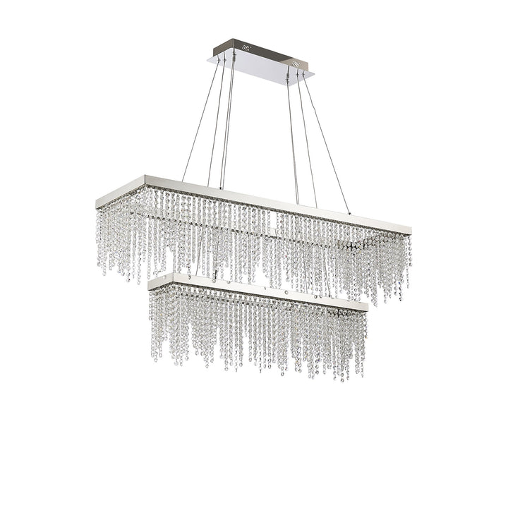 Diyas IL32865 Bano Rectangular 2 Tier Dimmable Pendant 65W LED Polished Chrome / Crystal Chain