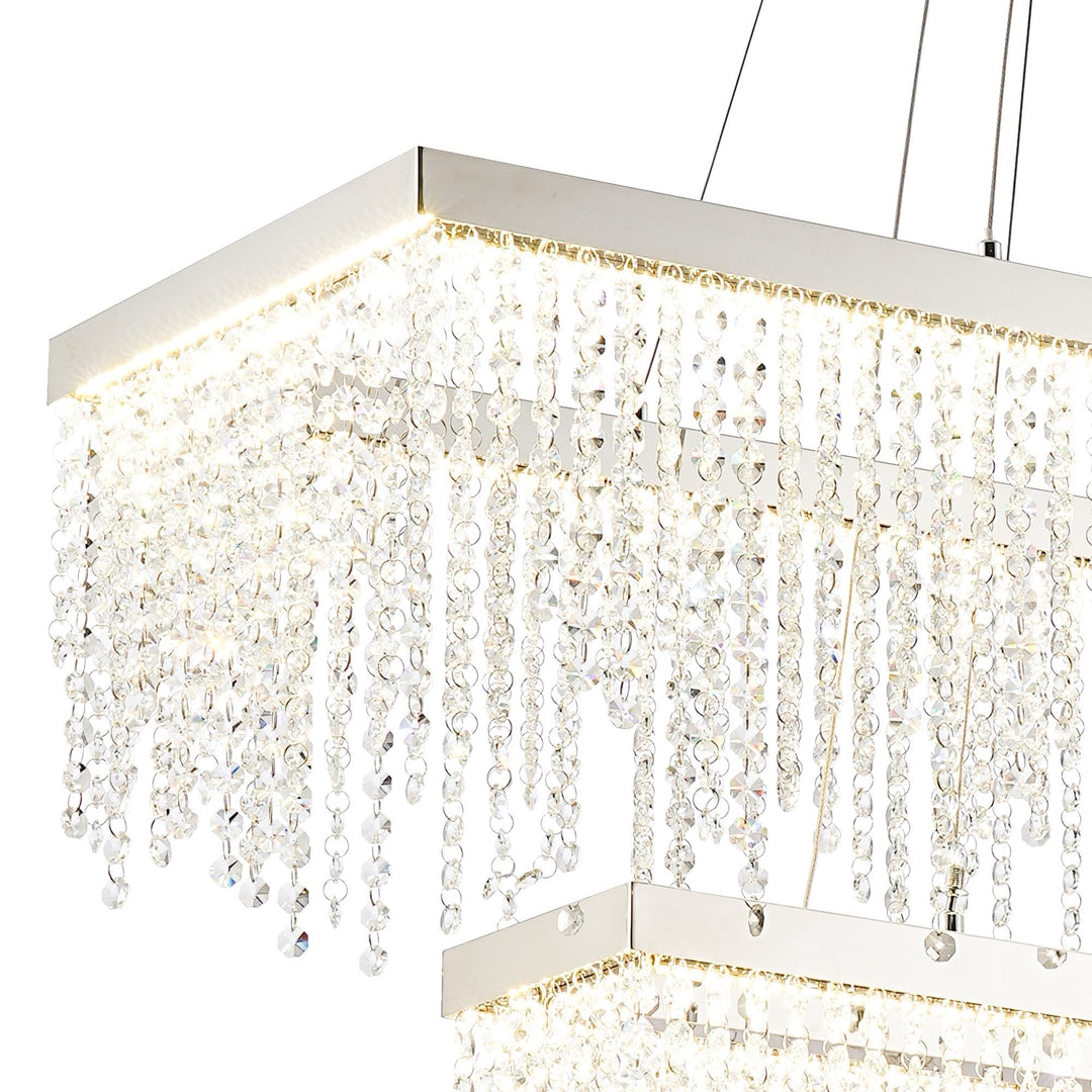 Diyas IL32865 Bano Rectangular 2 Tier Dimmable Pendant 65W LED Polished Chrome / Crystal Chain