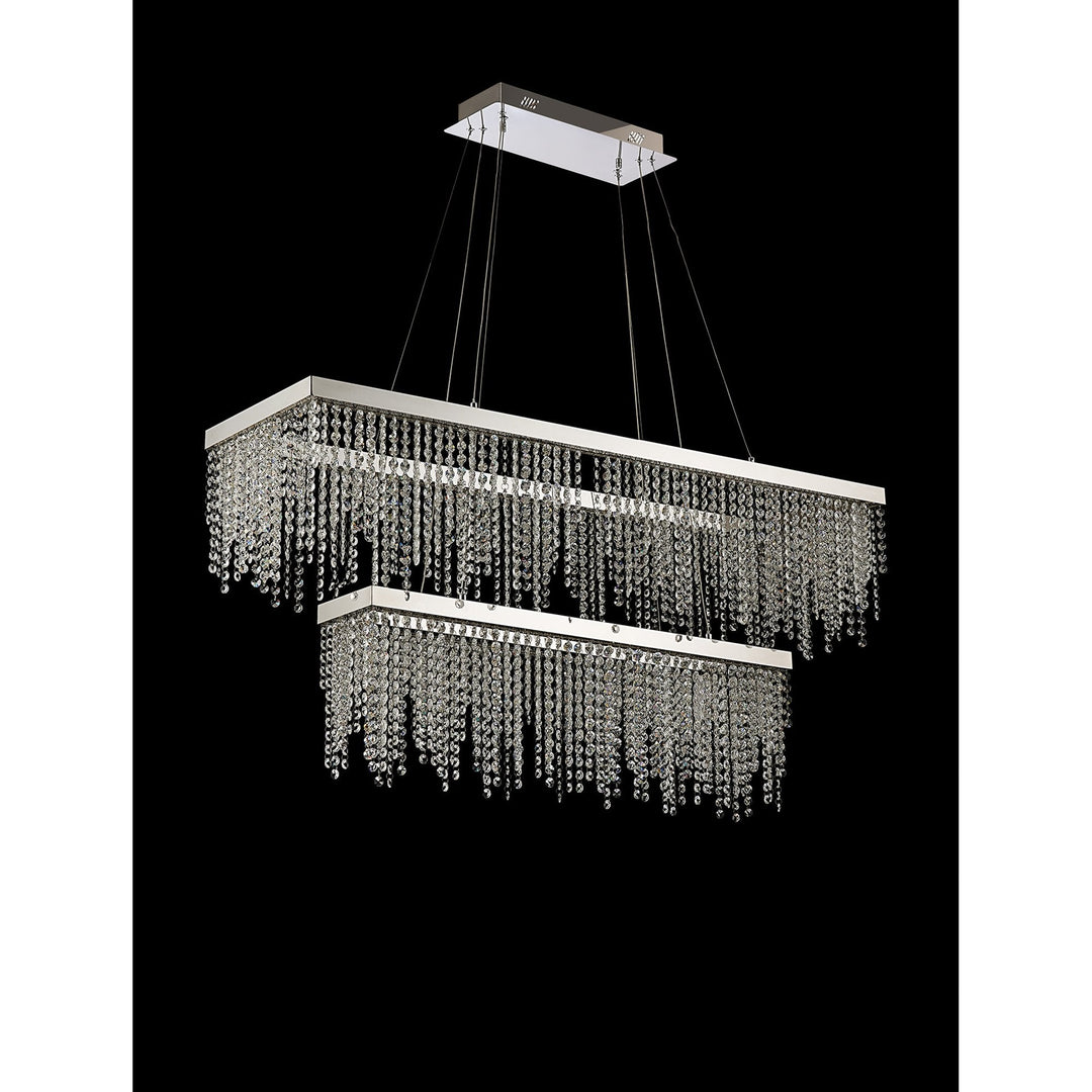 Diyas IL32865 Bano Rectangular 2 Tier Dimmable Pendant 65W LED Polished Chrome / Crystal Chain