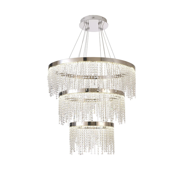 Diyas IL32914 Bano Round 3 Tier Dimmable Pendant 90W LED Polished Chrome / Crystal Chain