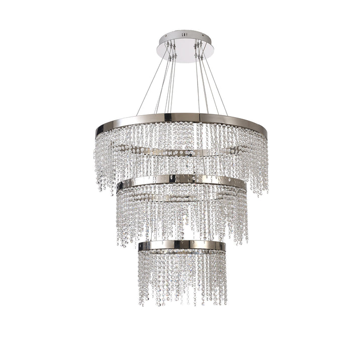 Diyas IL32914 Bano Round 3 Tier Dimmable Pendant 90W LED Polished Chrome / Crystal Chain