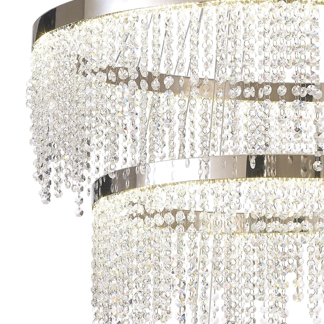 Diyas IL32914 Bano Round 3 Tier Dimmable Pendant 90W LED Polished Chrome / Crystal Chain