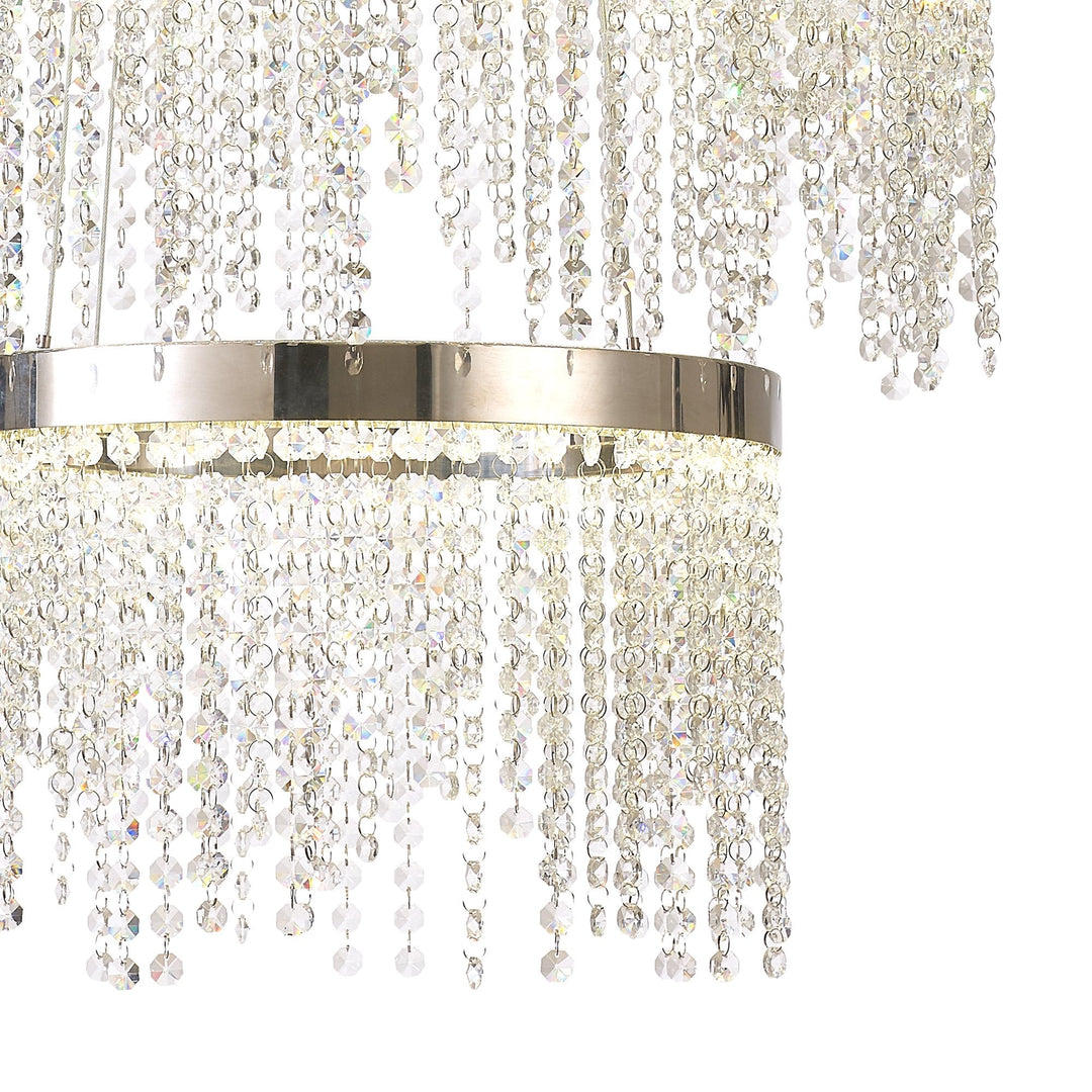 Diyas IL32914 Bano Round 3 Tier Dimmable Pendant 90W LED Polished Chrome / Crystal Chain