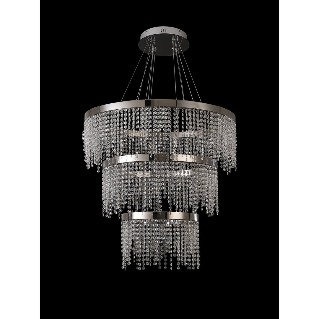 Diyas IL32914 Bano Round 3 Tier Dimmable Pendant 90W LED Polished Chrome / Crystal Chain