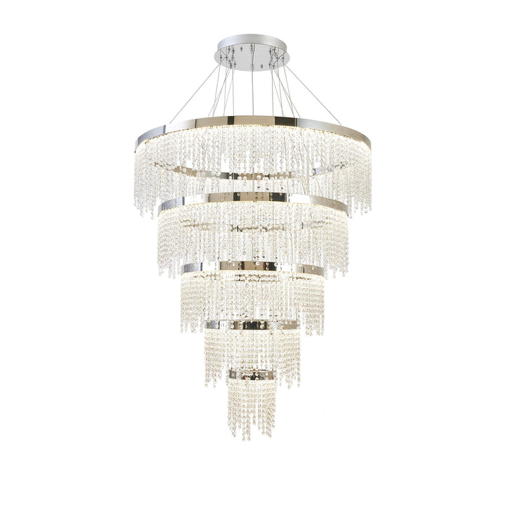 Diyas IL32915 Bano Round 5 Tier Dimmable Pendant 150W LED Polished Chrome / Crystal Chain