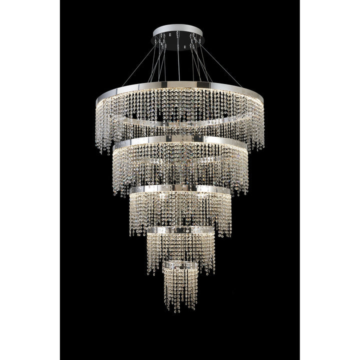 Diyas IL32915 Bano Round 5 Tier Dimmable Pendant 150W LED Polished Chrome / Crystal Chain