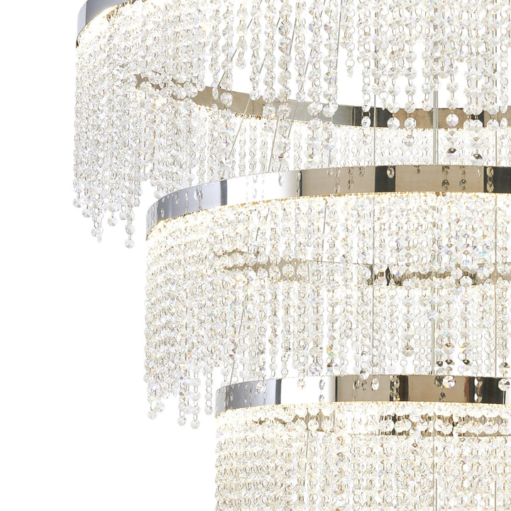 Diyas IL32915 Bano Round 5 Tier Dimmable Pendant 150W LED Polished Chrome / Crystal Chain