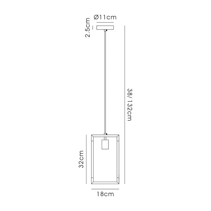 Diyas IL32850 Canto Single Rectangle Pendant 1 Light E27 Graphite/Acrylic