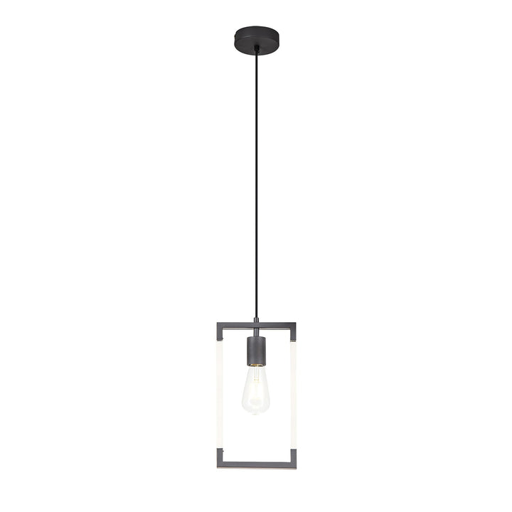 Diyas IL32850 Canto Single Rectangle Pendant 1 Light E27 Graphite/Acrylic