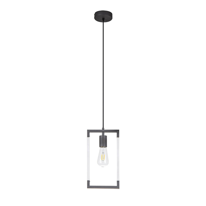 Diyas IL32850 Canto Single Rectangle Pendant 1 Light E27 Graphite/Acrylic