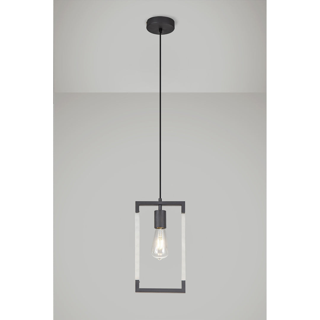 Diyas IL32850 Canto Single Rectangle Pendant 1 Light E27 Graphite/Acrylic