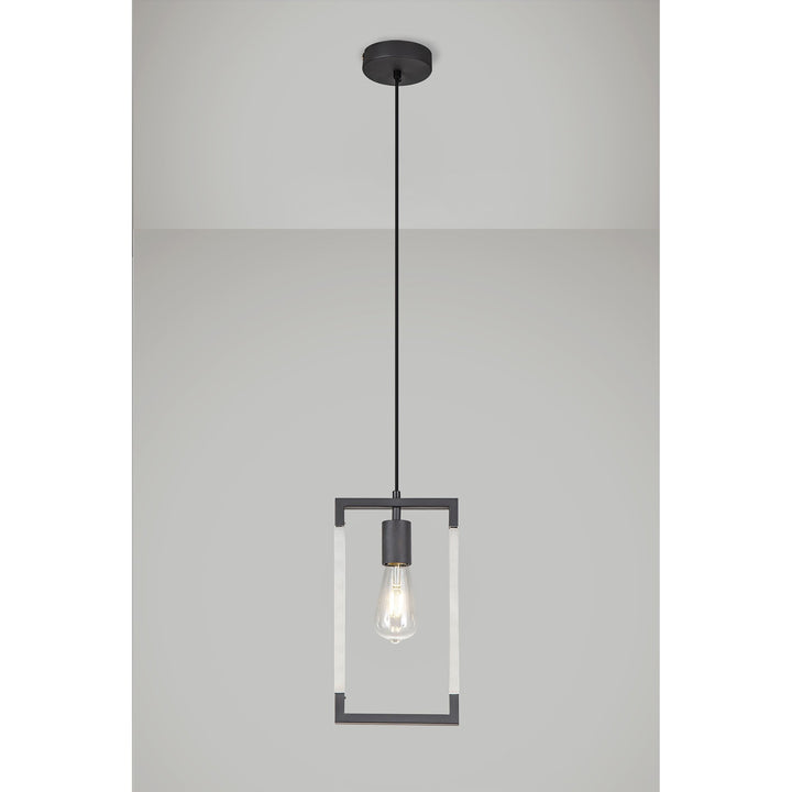 Diyas IL32850 Canto Single Rectangle Pendant 1 Light E27 Graphite/Acrylic