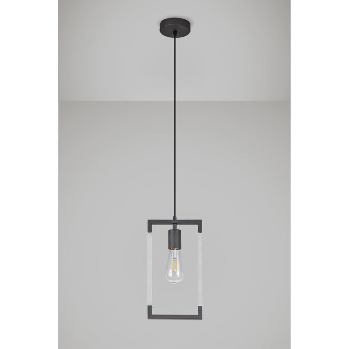 Diyas IL32850 Canto Single Rectangle Pendant 1 Light E27 Graphite/Acrylic