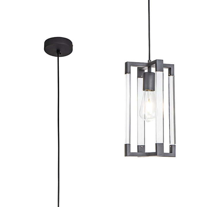 Diyas IL32851 Canto Double Rectangle Square Pendant 1 Light E27 Graphite/Acrylic